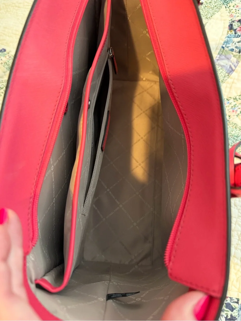 Michael Kors Hot Pink Saffiano Large Tote with MK Charm